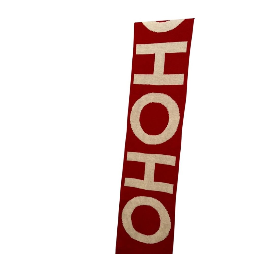 Mark & Graham reversible CHRISTMAS HO HO HO red white cotton knit scarf asnew